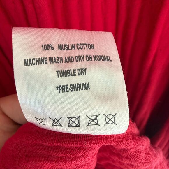 Muslin Comfort Cotton Robe L/XL Red Full Length Gauze Spa Relax Loungewear - Picture 10 of 11